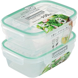 スマートフラップ＆ロックス 保存容器 角型 L 2個 レンジ対応 食洗機対応 900ml グリーンミント 日本製 A-2162 GM