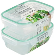 A-2162 GM [スマートフラップ＆ロックス 保存容器 角型 L 2個 レンジ対応 食洗機対応 900ml グリーンミント 日本製]