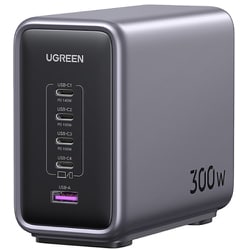 USB急速充電器 Nexode USB PD（パワーデリバリー）対応 300W USB-C×4/USB-A×1 GaNFastIIIチップ搭載 15853B UGR-OT-000007