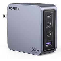 USB急速充電器 Nexode Pro USB PD（パワーデリバリー）/QC（クイックチャージ）対応 160W USB-C×3/USB-A×1 GaNInfinityチップ搭載 USB-Cケーブル付き 25876 UGR-OT-000011