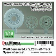 DW16004 1/16 WWII ドイツ Sd.Kfz.251 Ausf.Dハーフトラック用 スペアタイヤ&予備転輪セット （ダス・ヴェルク/トランペッター用） [プラモデル用パーツ]