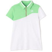 012-4168502-030-1 [ゴルフシャツ レディース マイクロチェック柄 ハーフジップ カラーシャツ 半袖 1サイズ ホワイト]