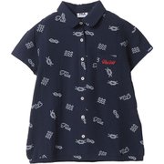754605 M/NV [ゴルフシャツ レディース レディース マリン柄サッカー素材 半袖シャツ Mサイズ NV]