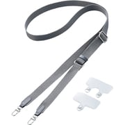P-STSDH2FBK [スマホ ショルダー ストラップ 43～70cm 長さ調整可 ストラップシート付 平ひも ベルト幅2cm ブラック]