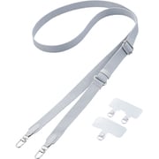 P-STSDH2FGYL [スマホ ショルダー ストラップ 43～70cm 長さ調整可 ストラップシート付 平ひも ベルト幅2cm ライトグレー]