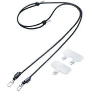 P-STSDH2LR04BK [スマホ ショルダー ストラップ 42～75cm 長さ調整可 ストラップシート付 丸ひも 紐直径4mm ブラック]