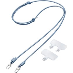 P-STSDH2LR04NV [スマホ ショルダー ストラップ 42～75cm 長さ調整可 ストラップシート付 丸ひも 紐直径4mm ネイビー]
