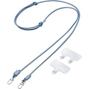 P-STSDH2LR04NV [スマホ ショルダー ストラップ 42～75cm 長さ調整可 ストラップシート付 丸ひも 紐直径4mm ネイビー]