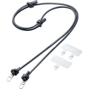 P-STSDH2LR06BK [スマホ ショルダー ストラップ 42～75cm 長さ調整可 ストラップシート付 丸ひも 紐直径6mm ＆me ブラック]