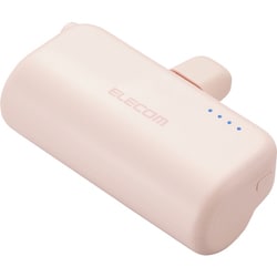 モバイルバッテリー 5000mAh 小型 最大15W 入力（ Type-C ×1） 入出力コネクター内蔵（ Type-C ×1） 直挿し PSE取得 充電器 ピンク DE-C43L-5000PN