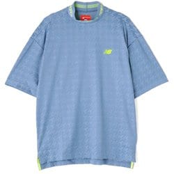 012-4166001-112-6 [ゴルフシャツ メンズ 千鳥格子柄 UV 半袖 モックネック プルオーバー 6サイズ ブルー]
