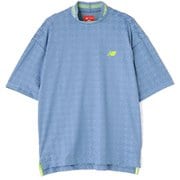 012-4166001-112-6 [ゴルフシャツ メンズ 千鳥格子柄 UV 半袖 モックネック プルオーバー 6サイズ ブルー]