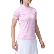 FJW-S24-S01 81913-L [タイダイプリント半袖モックネックシャツ レディース Lサイズ ネオピンク]