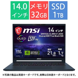 ゲーミングノートパソコン/msi Stealth 14 AI Studio A1V/14型/Core Ultra 7 プロセッサー 155H/RTX 4060/メモリ 32GB/SSD 1TB/Windows 11 Pro STEALTH14-A1VFG-4009JP