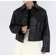 並行輸入品 Ami Paris FJK213 LH0001 001 レザージャケット レディース ブラック Sサイズ