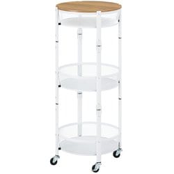 マルチワゴン 丸型3段 ホワイト 完成形 工具不要 ストッパー付き MUW-R3