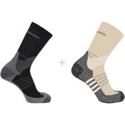 X ULTRA ACCESS CREW 2-PACK LC2256800 BLEACHED SAND/BLACK Lサイズ(27-29cm) [アウトドア ソックス ユニセックス]