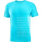 SENSE AERO GRAPHIC SS TEE M LC2187600 PEACOCK BLUE/WHITE Mサイズ [ランニングウェア シャツ メンズ]