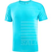 SENSE AERO GRAPHIC SS TEE M LC2187600 PEACOCK BLUE/WHITE Lサイズ [ランニングウェア シャツ メンズ]