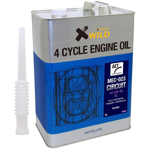 AZ バイク用 4サイクル エンジンオイル サーキット 4L 5W-40 二輪用 100％化学合成油 MEC-023 EG284