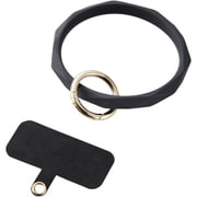 P-STHSIDBK [スマホストラップ 手首 ハンド ストラップ シリコンハンド（ダイヤカット） ストラップシート付 携帯ストラップ 落下防止 ＆me ブラック]