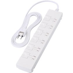 電源タップ 延長コード コンセント 2m 2P 6個口 片手で抜けるレバー付 ほこりシャッター 絶縁キャップ 雷ガード マグネット スイングプラグ 吊り穴タグ付 テーブルタップ ホワイト T-KF07M-2620WH