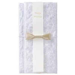ベール巾着金封 ホワイト ポリエステル繊維巾着 祝儀用品 キ32W