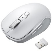マウス Bluetooth 無線 ワイヤレス 静音 充電式 マルチペアリング 小型 ブルーLED 5ボタン USBA接続両対応 戻る/進むボタン搭載 カウント切り替え機能 2.4GHz Bluetooth5.1 ホワイト MA-WBBS519W