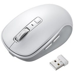 マウス ワイヤレス 無線 静音 充電式 小型 ブルーLED 5ボタン レシーバー収納 戻る/進むボタン搭載 カウント切り替え機能 機能割り当て 2.4GHz ホワイト MA-WBS520W