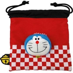 198358-24 ドラえもん ハッピ ボアフェイス巾着 レッド [キャラクターグッズ]