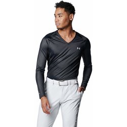 アイソチル フィッティド ロングスリーブ Vネック シャツ 1384824 001 Black/Mod Gray LGサイズ [ゴルフ シャツ メンズ]