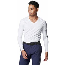 アイソチル フィッティド ロングスリーブ Vネック シャツ 1384824 100 White/Halo Gray MDサイズ [ゴルフ シャツ メンズ]