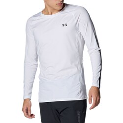 ヒートギア フィッティド ノベルティ ロングスリーブ クルーネック シャツ 1384825 100 White/Black MDサイズ [ゴルフ シャツ メンズ]