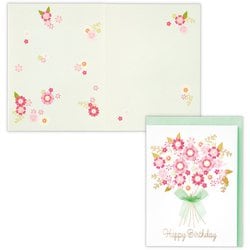 誕生日カード ピンクフラワーリボンブーケ EAP-833-503