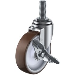 ユーエイ ねじ込み式 自在 キャスター ウレタン 車輪径125mm ストッパー付き Eタイプ ET-S型 ネジ寸法W3/4×40山数10 ET-125URS-W3/4-40