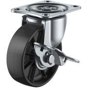 G-65BNS [ユーエイ プレート式 自在 キャスター 黒ナイロン 車輪径65mm ストッパー付き Gタイプ G-S型 取付寸法55×42]