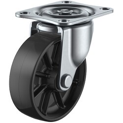 ユーエイ プレート式 自在 キャスター 黒ナイロン 車輪径75mm Gタイプ G型 取付寸法55×42 G-75BN