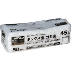 TRUSCO ボックス型 ゴミ袋 45L 800X650X0.017 半透明 50枚入 GM-8065