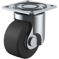 ユーエイ プレート式 自在 低床キャスター 導電性モノマーキャストナイロン 車輪径75mm Hタイプ HSG型 取付寸法63×63 HSG-75MCE
