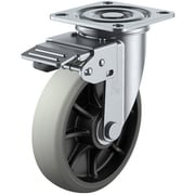 KRJ2K-150GU [ユーエイ プレート式 自在 キャスター ウレタン 車輪径150mm 旋回固定 Jタイプ KRJ2K型 取付寸法80×80（75×75）]