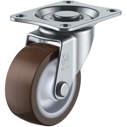 ユーエイ プレート式 自在 キャスター ウレタン 車輪径50mm Lタイプ LG型 取付寸法46×35 LG-50UR