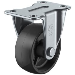 ユーエイ プレート式 固定 キャスター 黒ナイロン 車輪径50mm Lタイプ LR型 取付寸法45×25 LR-50BN