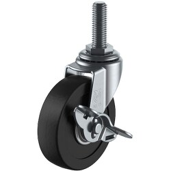 ユーエイ ねじ込み式 自在 キャスター 導電ゴム 車輪径65mm ストッパー付き Lタイプ LT-S型 ネジ寸法UNF1/2×14山数20 LT-65RHES-UNF1/2-14