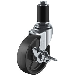 ユーエイ 差し込み式 自在 キャスター 黒ナイロン 車輪径50mm ストッパー付き Lタイプ LTF-S型 パイプ径18 LTF-50BNS-18