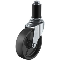 ユーエイ 差し込み式 自在 キャスター 黒ナイロン 車輪径75mm Lタイプ LTF型 パイプ径22 LTF-75BN-22