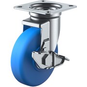 MCBJ-200S [ユーエイ プレート式 自在 キャスター モノマーキャストナイロン 車輪径200mm ストッパー付き Jタイプ J-S型 取付寸法115×115（105×105）]