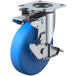 ユーエイ プレート式 自在 キャスター モノマーキャストナイロン 車輪径130mm ストッパー付き Jタイプ J2K-S型 取付寸法80×80（75×75） MCBJ2K-130S