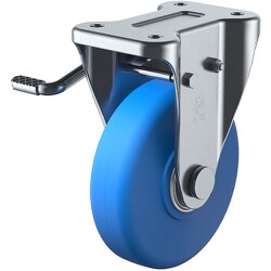 ユーエイ プレート式 固定 キャスター モノマーキャストナイロン 車輪径130mm ストッパー付き Jタイプ KB（L）型 取付寸法100×56 MCBKB-130(L)