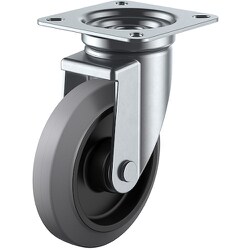 ユーエイ プレート式 自在 キャスター グレーゴム 車輪径100mm Jタイプ J型 取付寸法74×74（67×67） NRJ-100-G