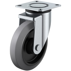 ユーエイ プレート式 自在 キャスター グレーゴム 車輪径150mm SILENTタイプ J2F型 取付寸法80×80（75×75） NRJ2F-150-G